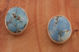 Genuine Golden Hill Turquoise Sterling Silver Post Earrings